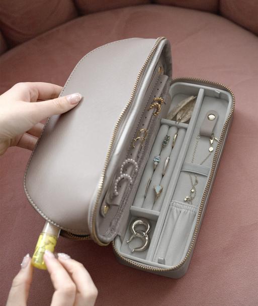 Taupe Cosmetic and Jewellery Bag