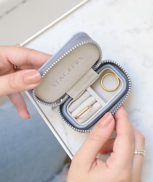 Dusky Blue Petite Zipped Jewellery Box