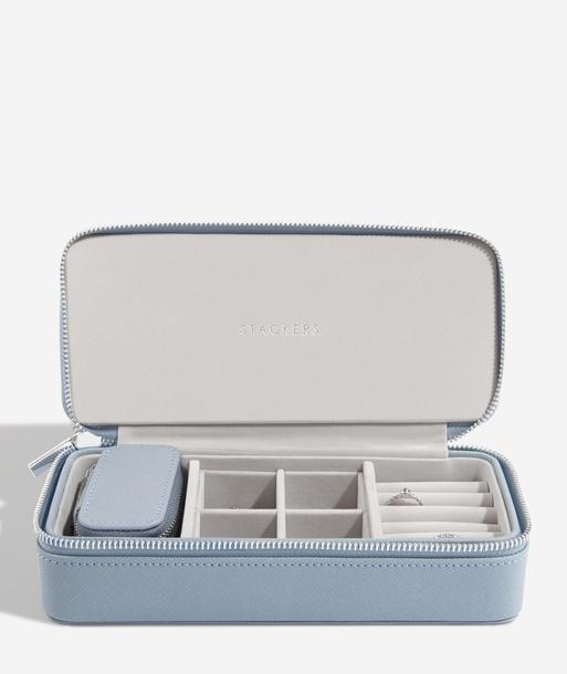 Dusky Blue Large Zipped Jewellery Box