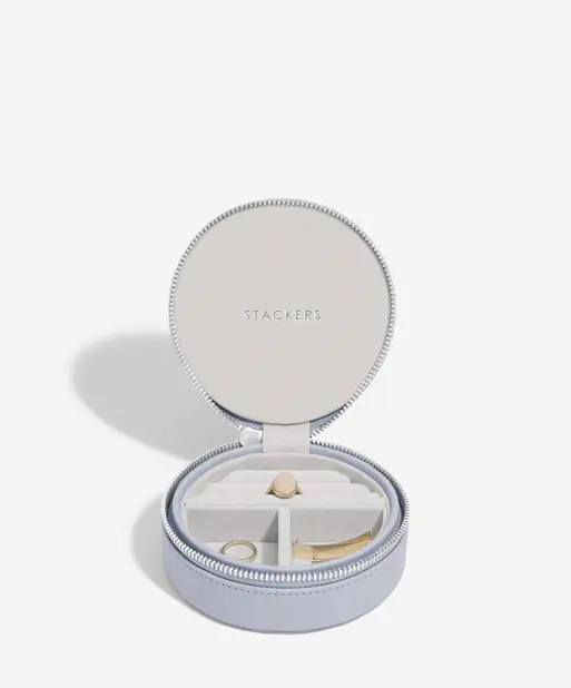 Lavender Round Zipped Jewellery Box