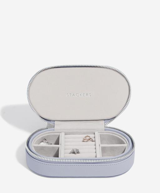 Lavender Oval Zipped Travel Jewellery Box