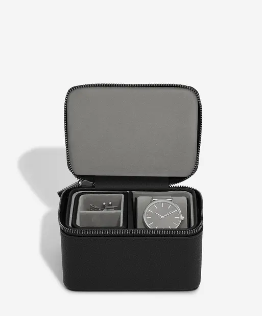 Pebble Black Watch & Cufflink Box