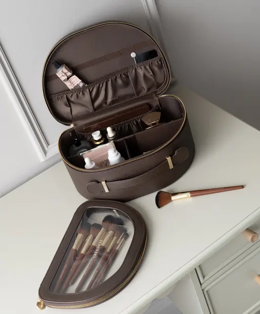 Brown Suedette Vanity Case
