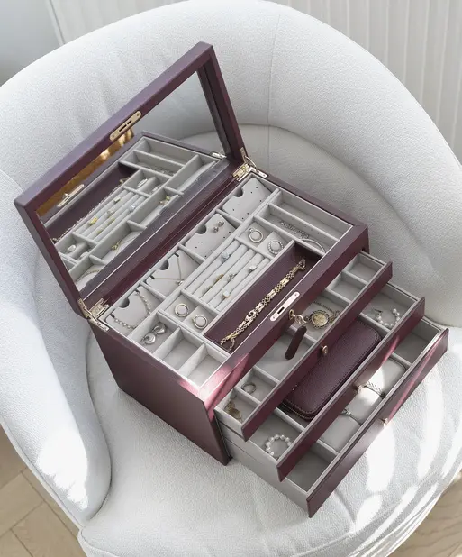Burgundy Large Luxury Jewellery Box