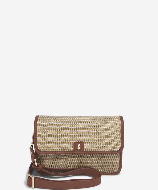 Tan Raffia Crossbody Bag