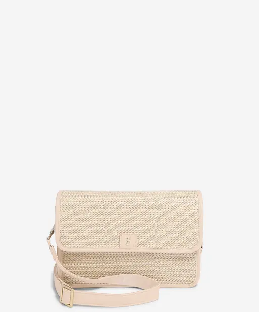 Blush Raffia Crossbody Bag