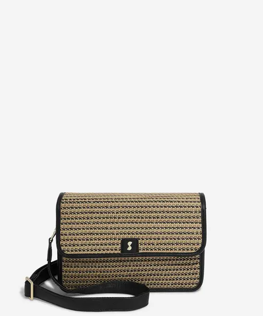 Black Raffia Crossbody Bag