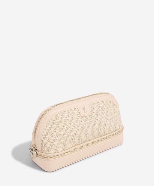 Blush Raffia Cosmetic Bag
