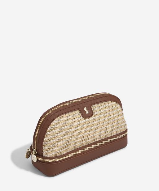 Tan Raffia Cosmetic Bag
