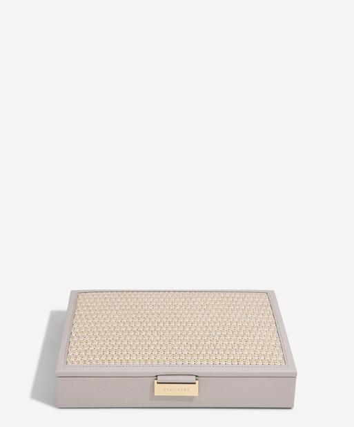 Taupe Raffia Classic Jewellery Box Lid