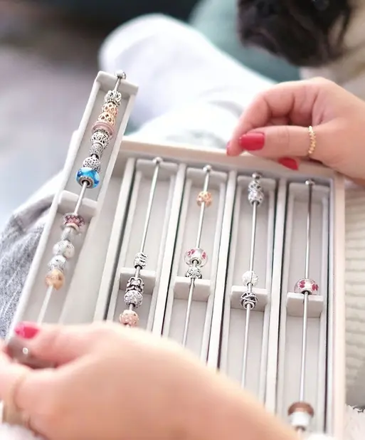 Long Grey Velvet Charm Bar