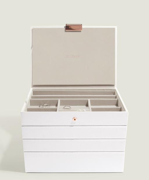 White & Rose Gold Classic Jewellery Box Set of 4