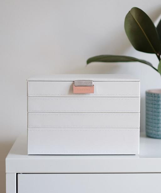 White & Rose Gold Classic Jewellery Box Set of 4