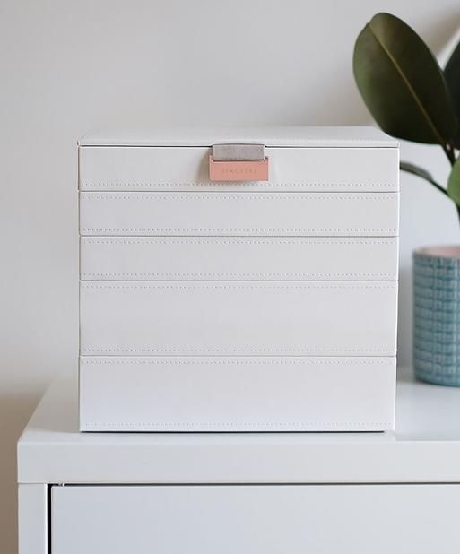 White & Rose Gold Classic Jewellery Box Set of 5