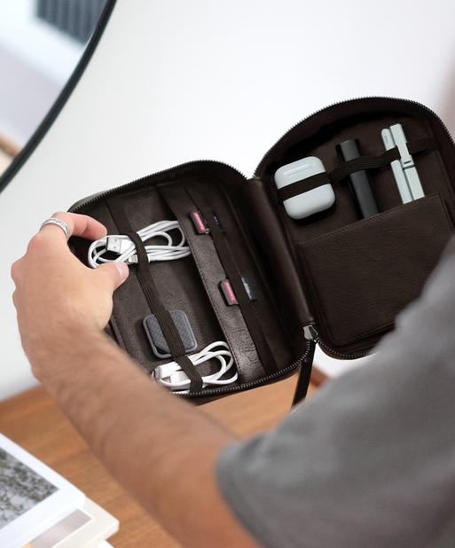 STACKERS BROWN CABLE TIDY BAG