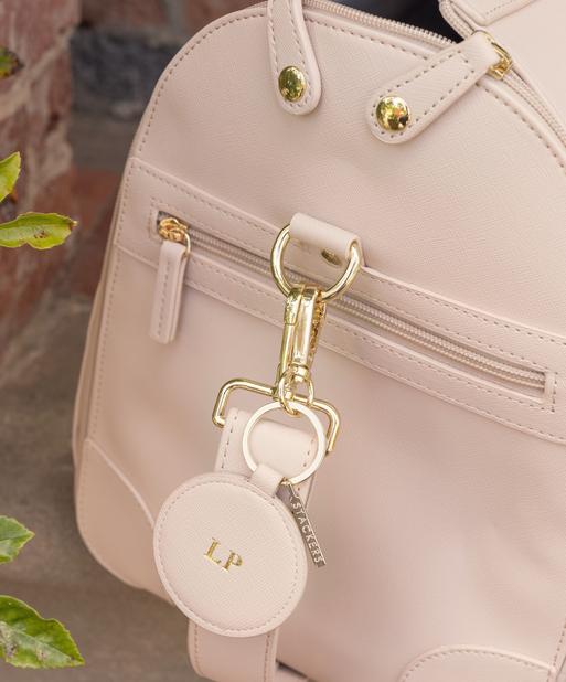 Personalised Blush Round Keyring