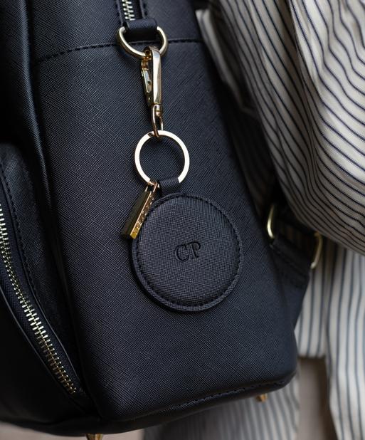 Personalised Black Round Keyring