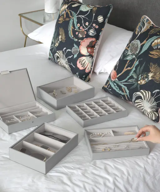 Pebble Grey Classic Jewellery Box Set of 5