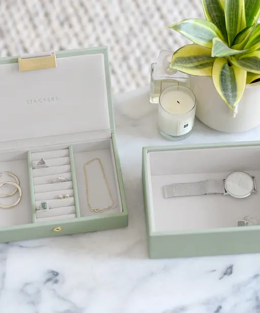 Sage Green Mini Jewellery Box Set of 2