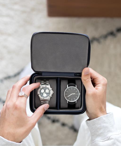 Navy Blue Large Zipped Watch Box
