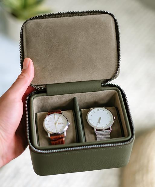 Olive Green Large Zipped Watch Box