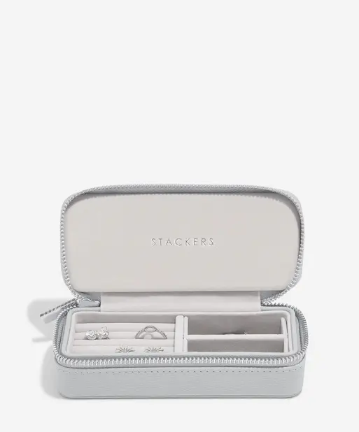 Pebble Grey Medium Zipped Travel Jewellery Box