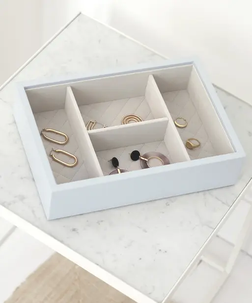 Szkatułka na biżuterię Loves Luxury 4 komory błękitna