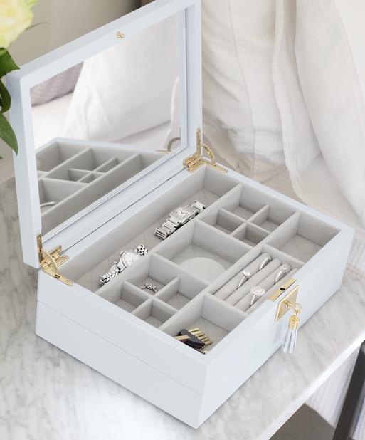 Szkatułka na biżuterię Loves Luxury podwójna błękitna