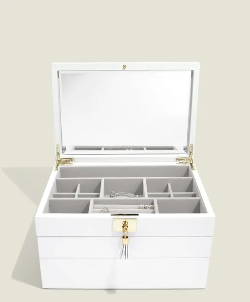 Orchid White Leather Jewellery Box - Set of 3
