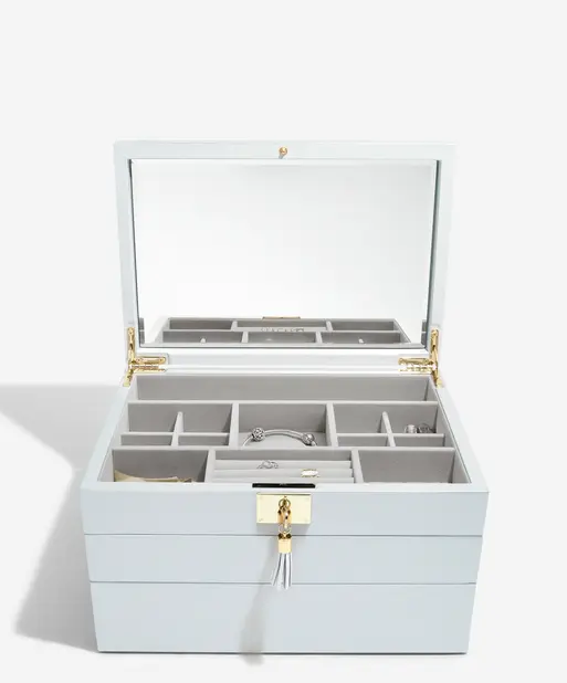 Powder Blue Leather Jewellery Box - Set of 3
