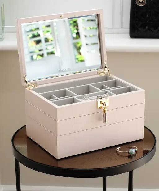 Blossom Pink Leather Jewellery Box - Set of 3