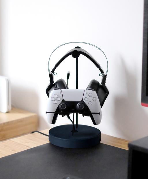 Navy Gaming Controller & Headphone Stand