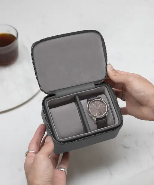 Slate Grey Large Zipped Watch Box