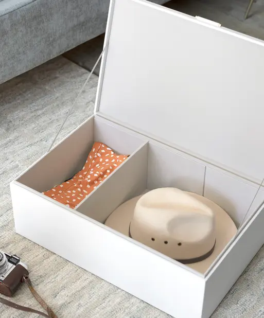 Pebble White & Gold Large Storage Box