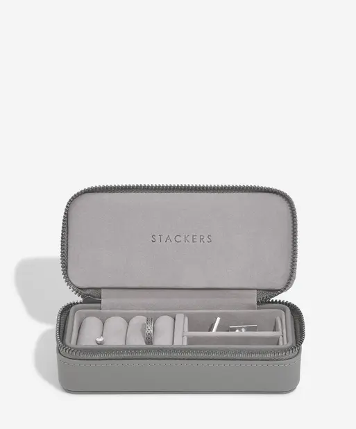 Slate Grey Medium Zipped Travel Jewellery Box - Men's