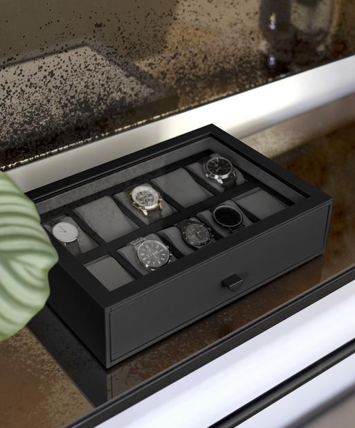 Pebble Black 10 Piece Watch Drawer
