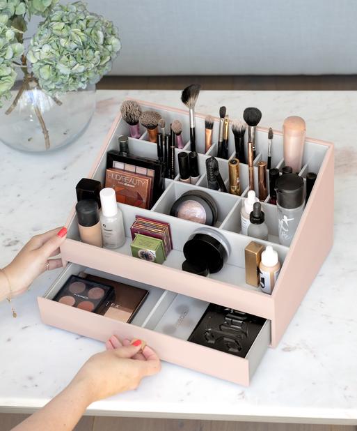 Blush Pink Supersize Makeup Organiser Set of 2