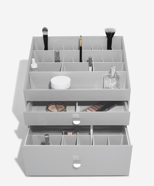 Pebble Grey Supersize Makeup Organiser Set of 2