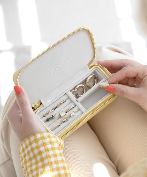 Butter Yellow Medium Zipped Travel Jewellery Box