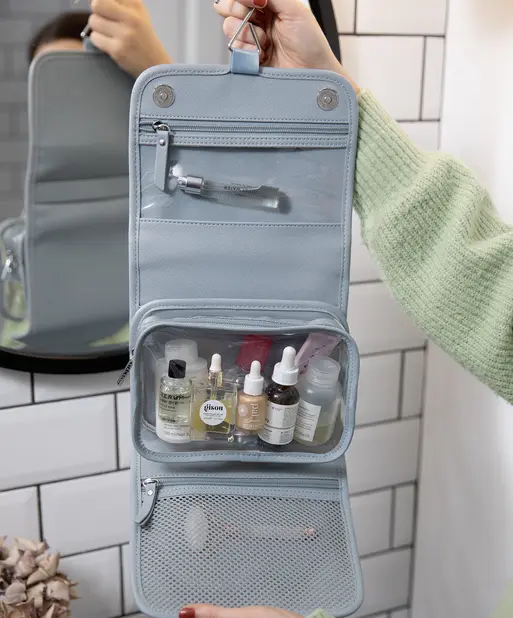 Dusky Blue Small Hanging Washbag