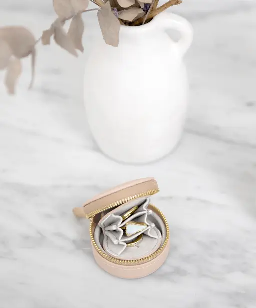 Blush Pink Oyster Travel Jewellery Box