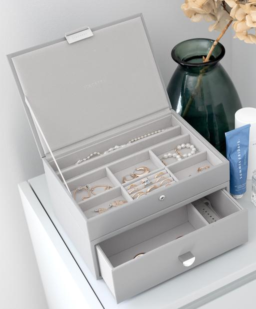 Pebble Grey Classic Jewellery Box 1-Drawer Set