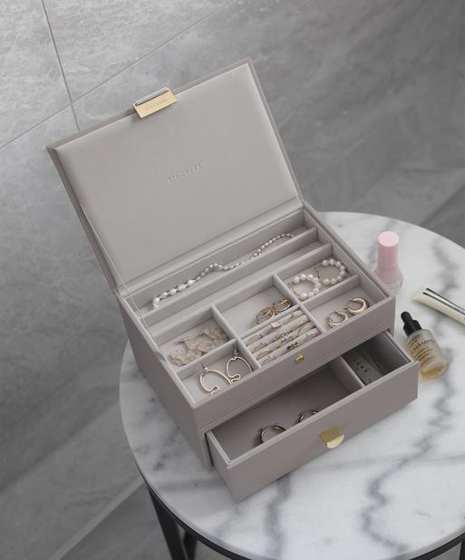 Taupe Classic Jewellery Box 1-Drawer Set