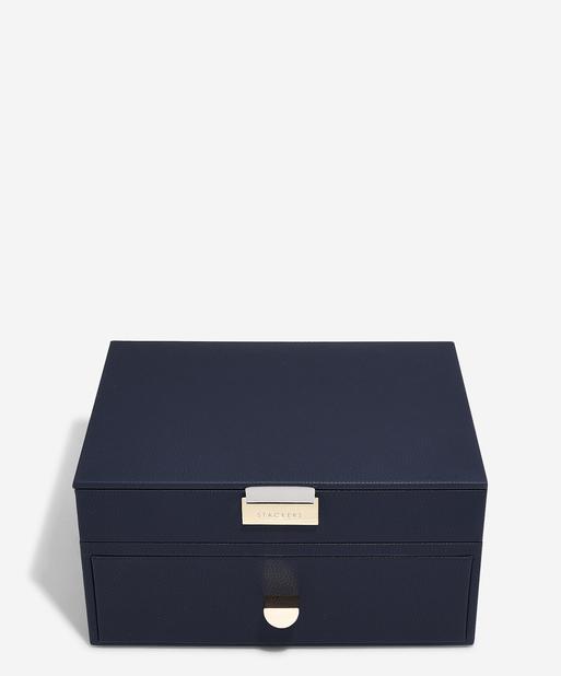 Navy Blue Classic Jewellery Box 1-Drawer Set