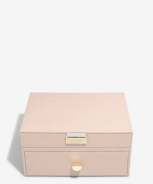 Blush Pink & Champagne Gold Classic Jewellery Box 1-Drawer Set