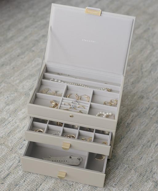 Oatmeal Classic Jewellery Box 2-Drawer Set