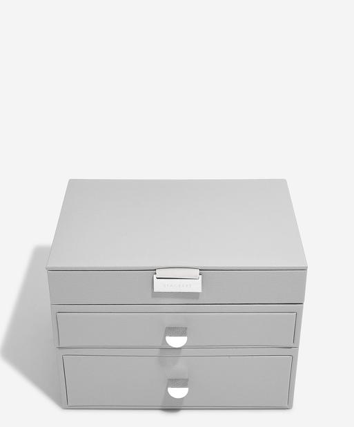 Pebble Grey Classic Jewellery Box 2-Drawer Set