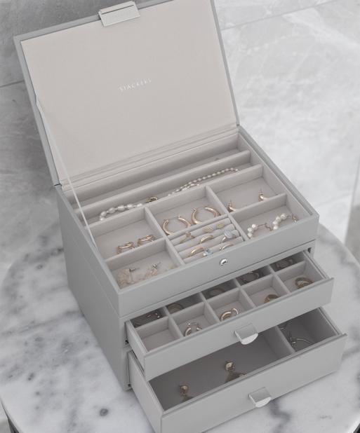 Pebble Grey Classic Jewellery Box 2-Drawer Set
