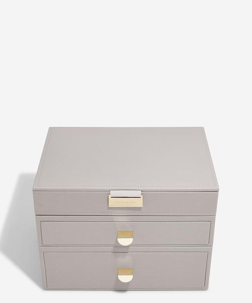 Taupe Classic Jewellery Box 2-Drawer Set