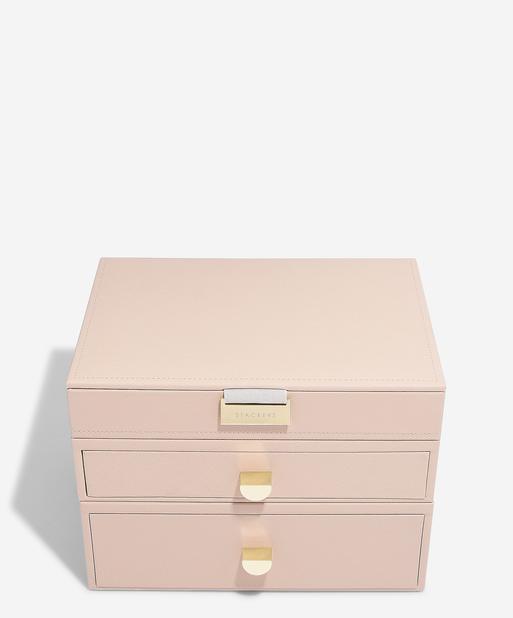 Blush Pink & Champagne Gold Classic Jewellery Box 2-Drawer Set